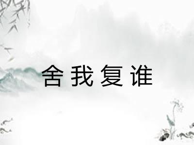 舍我复谁 舍我复谁