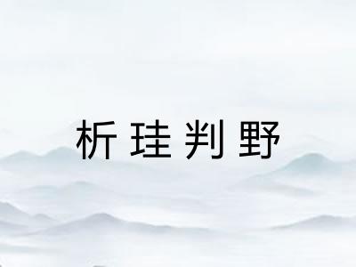 析珪判野 析珪判野