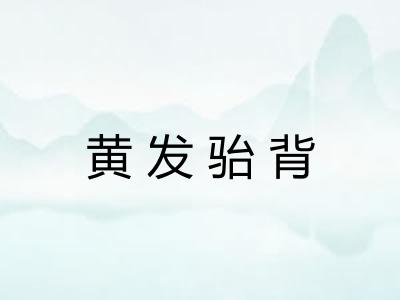 黄发骀背 黄发骀背